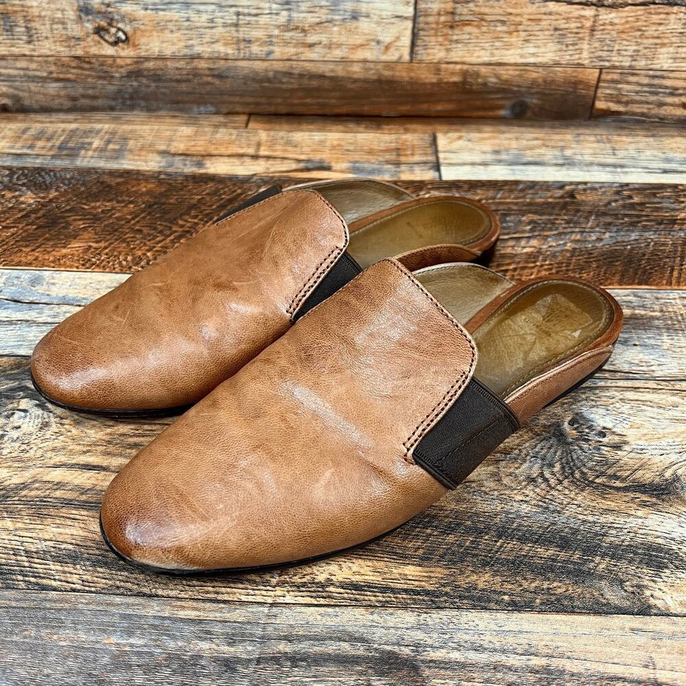 Frye Terri Gore Cognac Tan Leather Slip-on Mule Shoes Women's 7